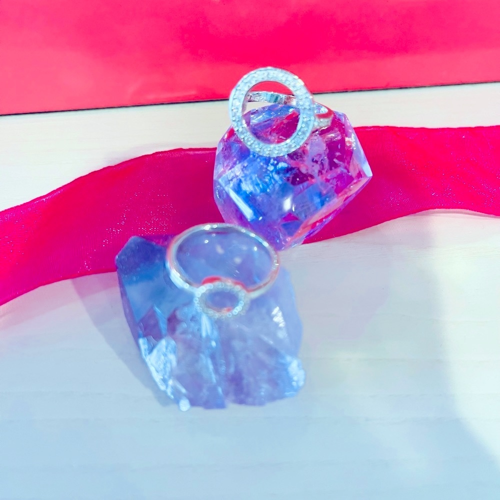 Duo cz pave circle rings. Sterling silver New in box⭐️⭐️ - Picture 1 of 5